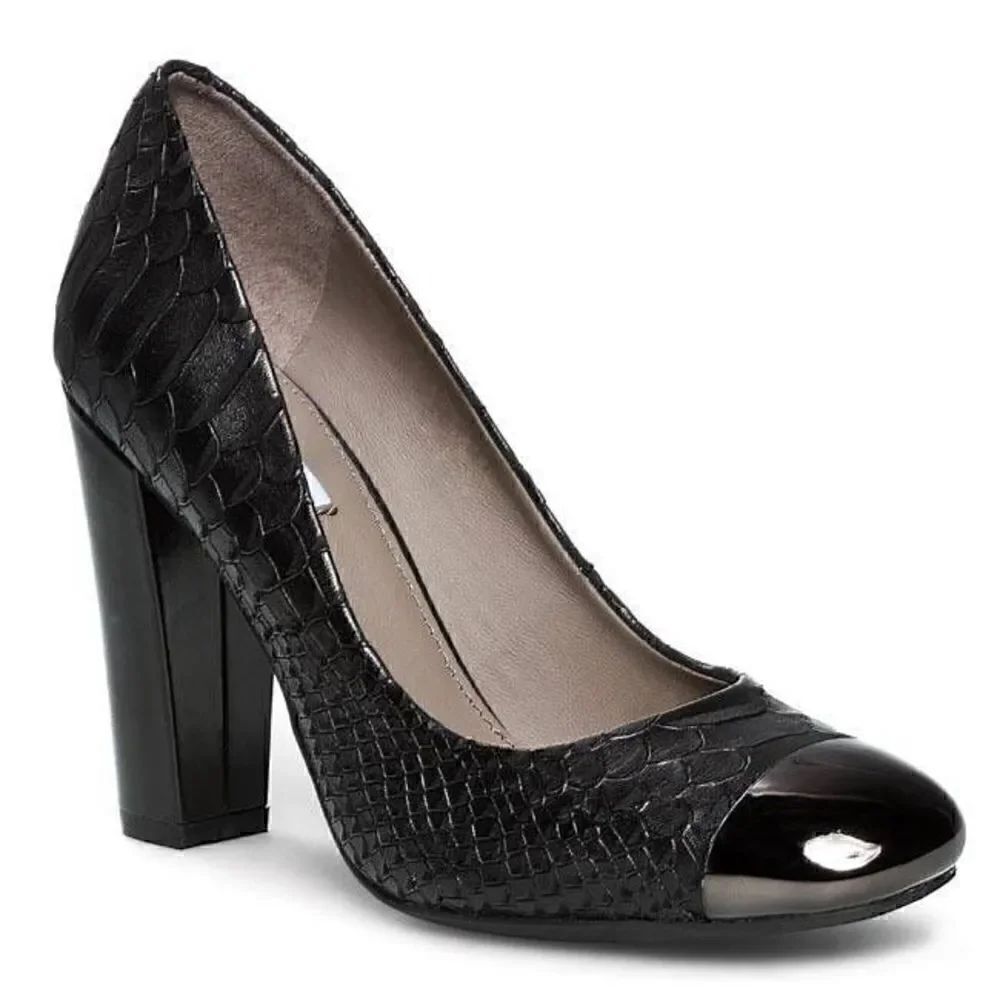 GEOX Respira High Heels Scales Black Block Heel Women's Size 39 (8.5)